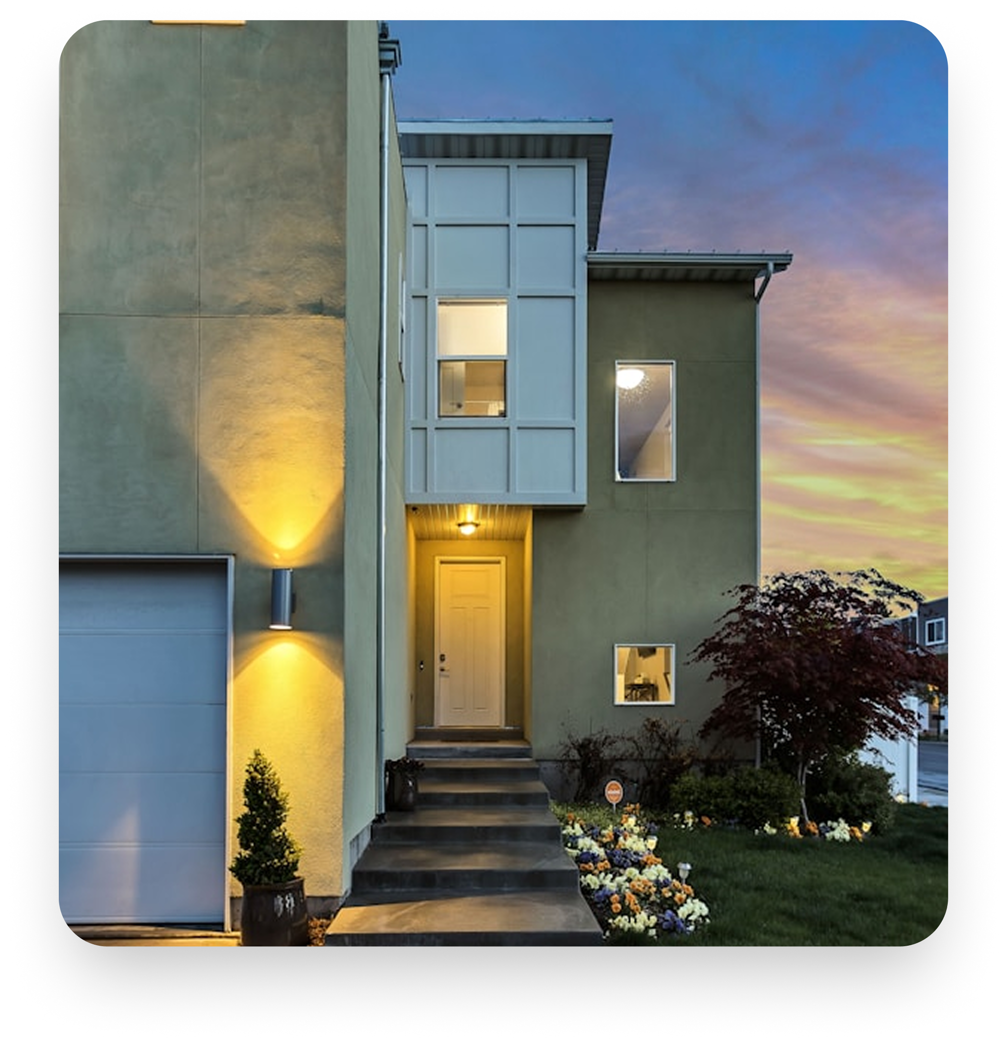 Modern residential property in Milperra at dusk